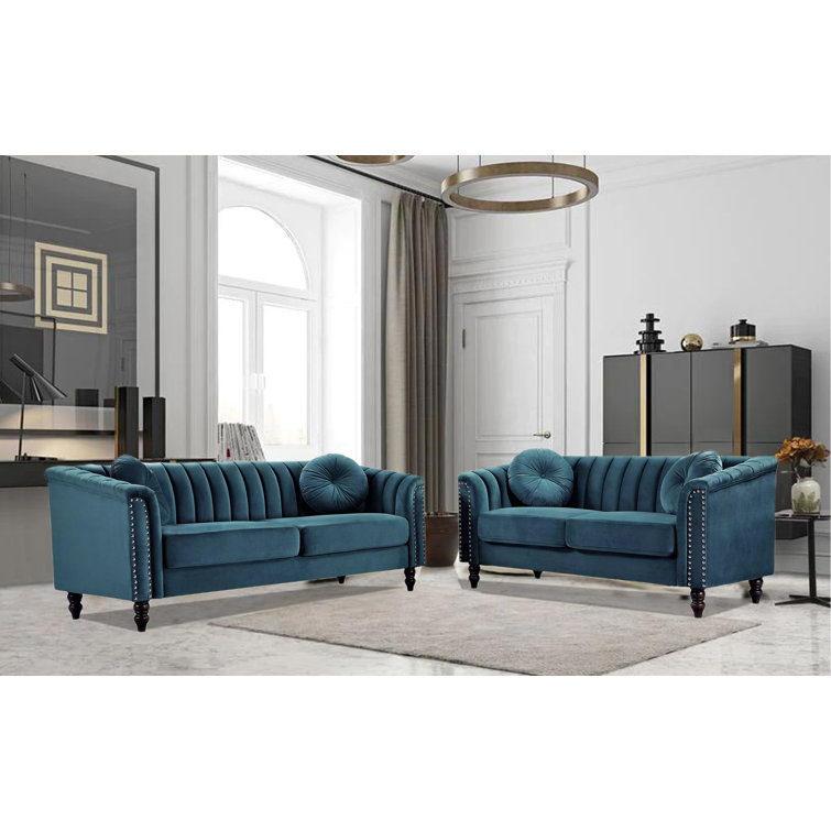USP Furniture 2 Piece Velvet Living Room Set & Reviews Wayfair